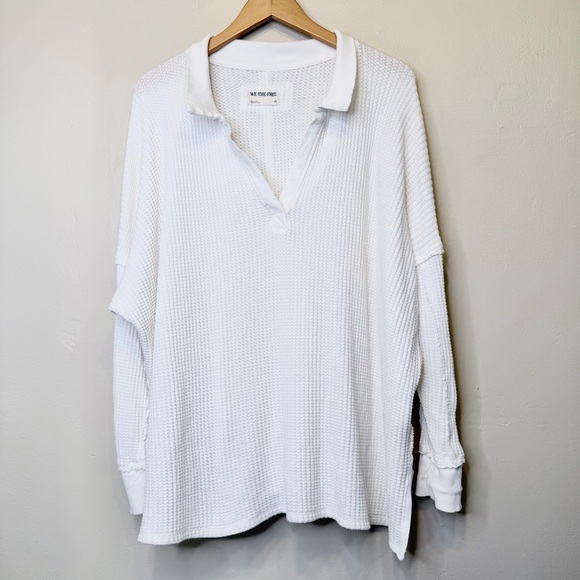 FP | WTF Travis Polo V-Neck Sweater Popover Henley Thermal Top Slouchy Shirt - Picture 6 of 13